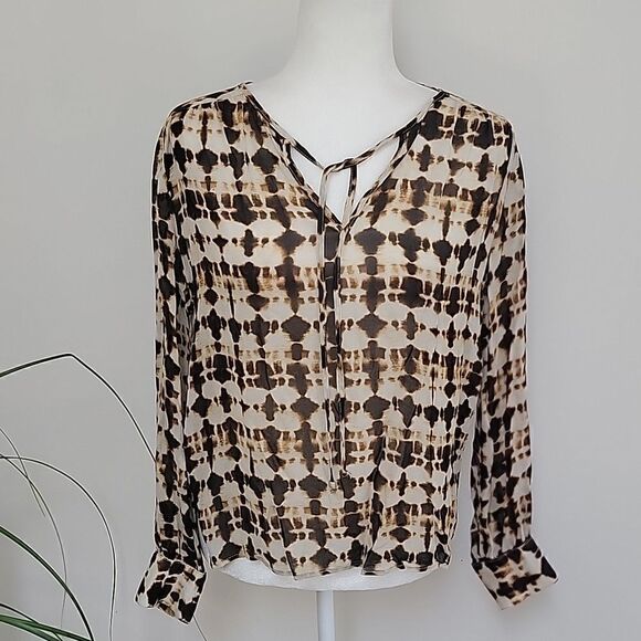 Karen Kane brown/cream blouse - Picture 1 of 8